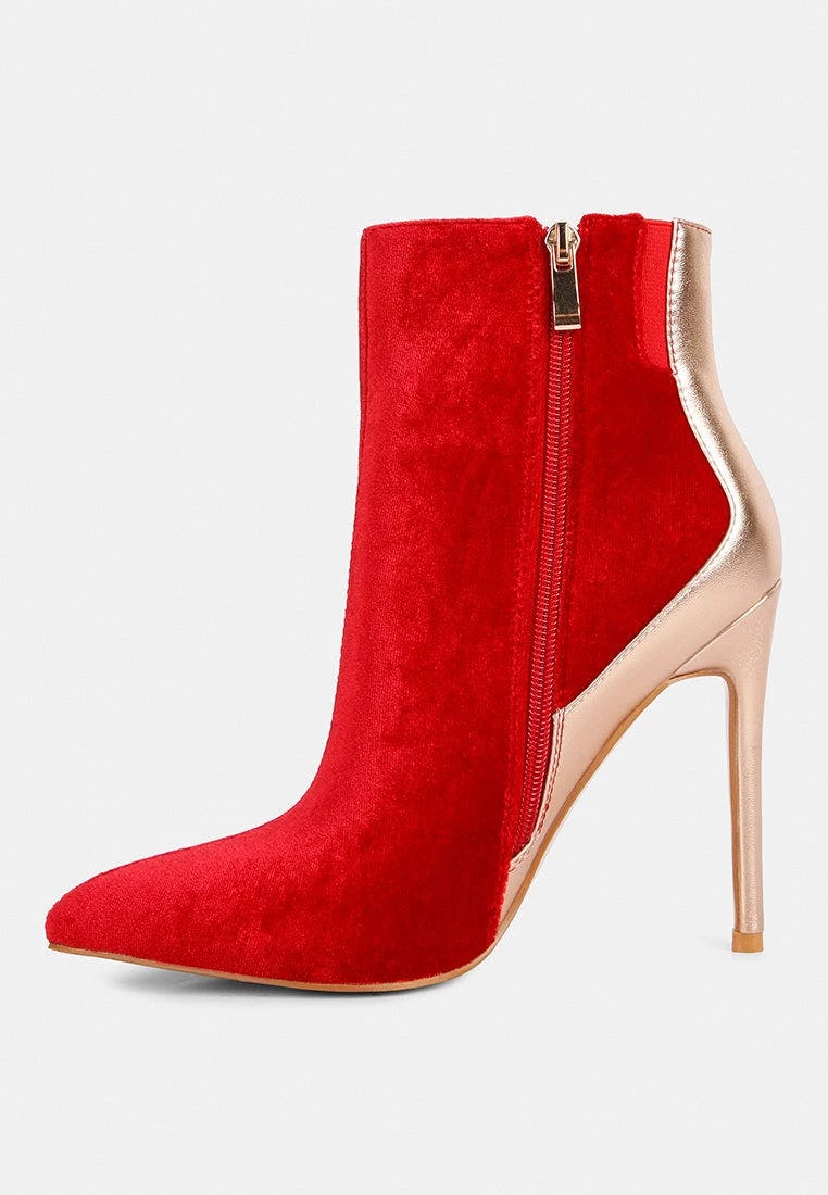 Rag & Co Slade Metallic Highlight Red High Heeled Ankle Boots - Image 5