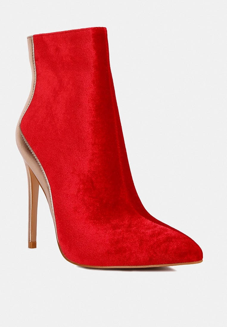 Rag & Co Slade Metallic Highlight Red High Heeled Ankle Boots - Image 2