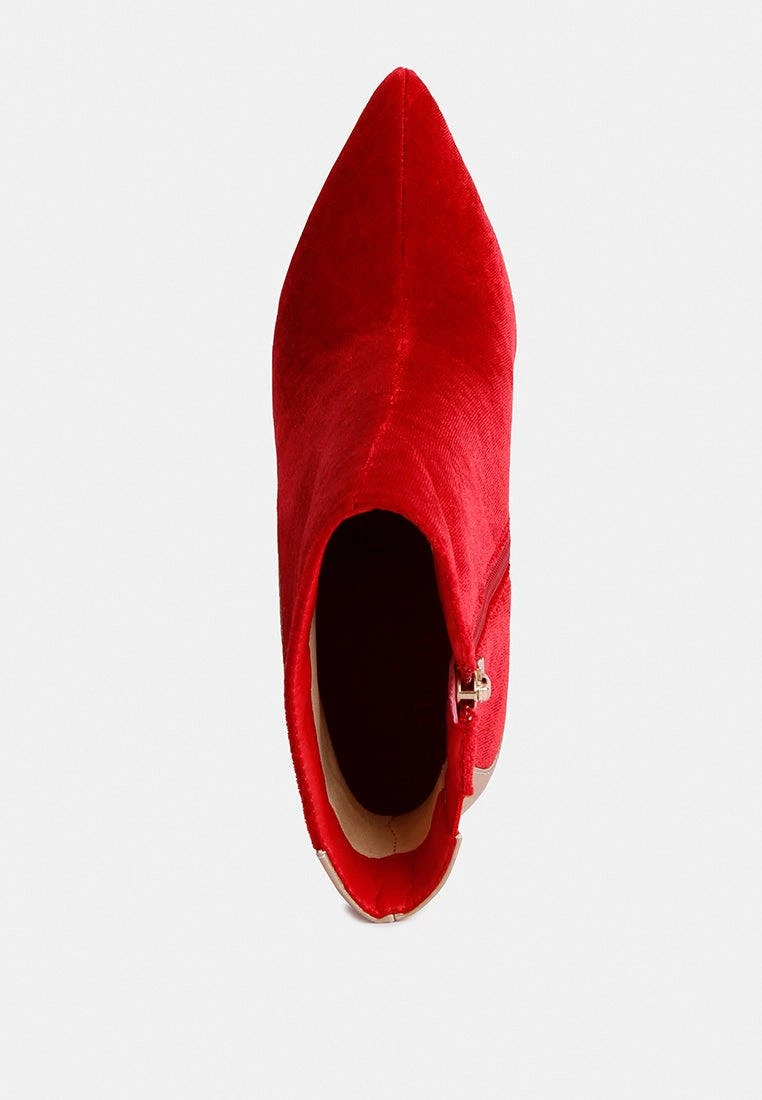 Rag & Co Slade Metallic Highlight Red High Heeled Ankle Boots - Image 4