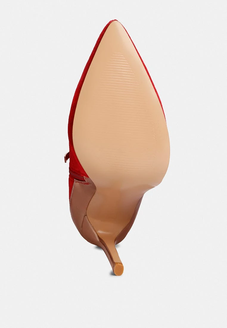 Rag & Co Slade Metallic Highlight Red High Heeled Ankle Boots - Image 7