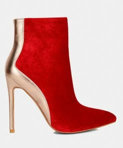 Rag & Co Slade Metallic Highlight Red High Heeled Ankle Boots