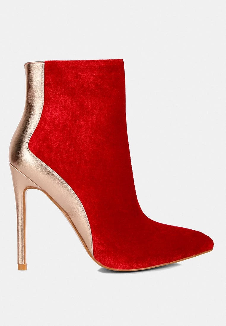 Rag & Co Slade Metallic Highlight Red High Heeled Ankle Boots