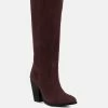 Rag & Co Great-Storm Burgundy Suede Leather Knee Boots