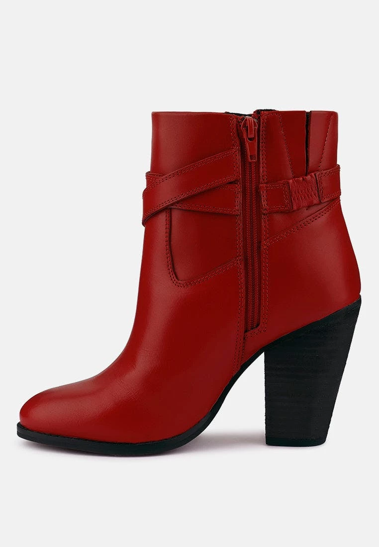 Rag & Co T-Track Red Leather Ankle Boots - Image 4