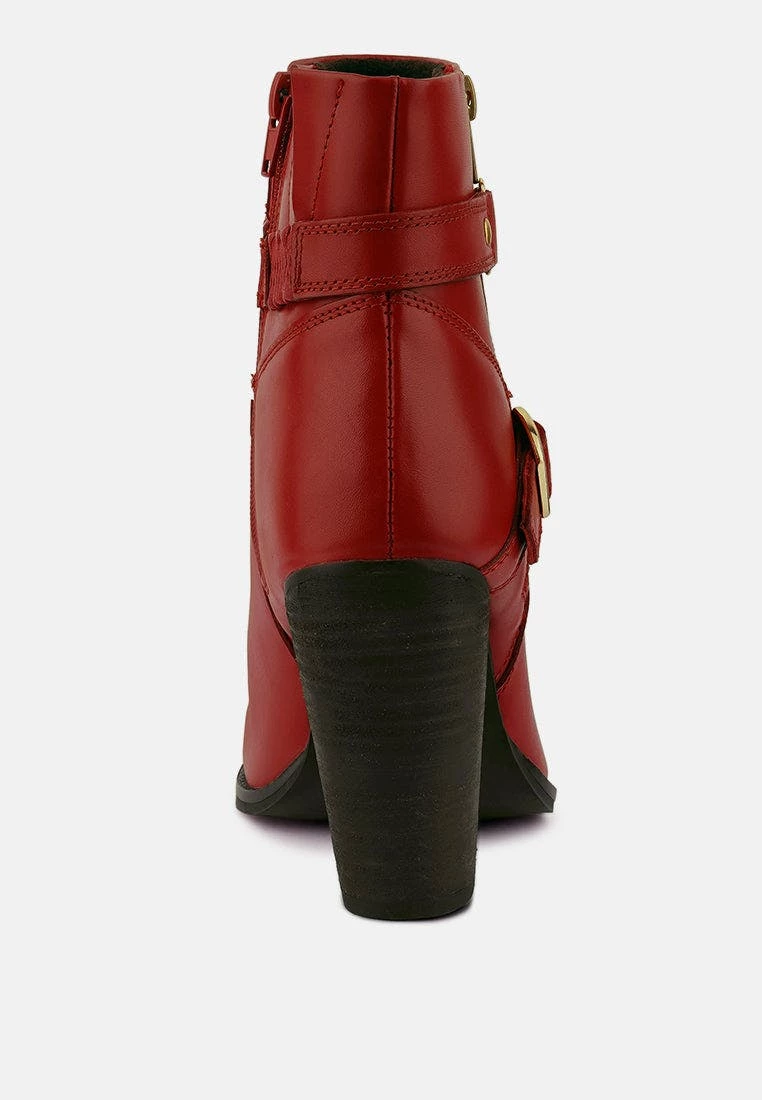 Rag & Co T-Track Red Leather Ankle Boots - Image 6