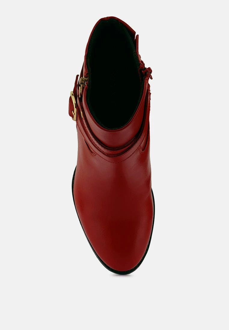 Rag & Co T-Track Red Leather Ankle Boots - Image 5