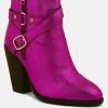 Rag & Co T-Track Fuchsia Metallic Leather Ankle Boots