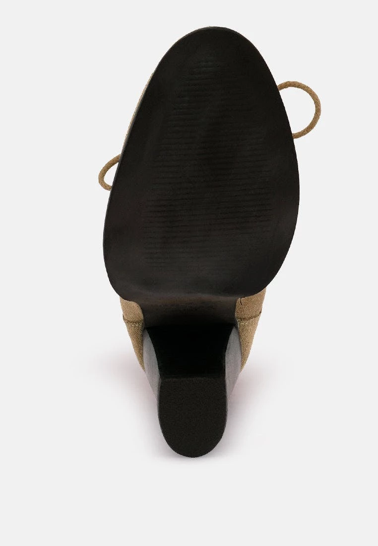 Rag & Co Goose-Feather Antique Beige High Heeled Ankle Boot - Image 5