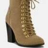 Rag & Co Goose-Feather Antique Beige High Heeled Ankle Boot