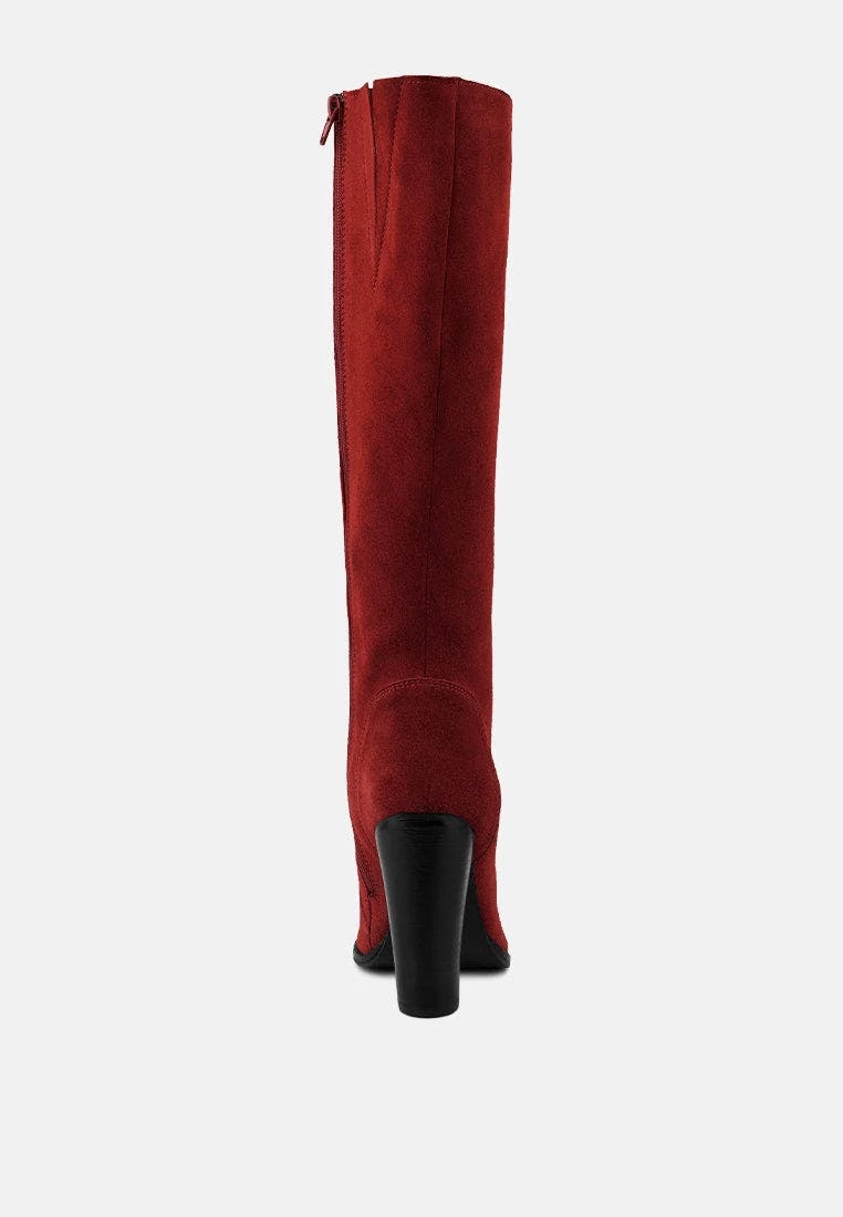 Rag & Co Sleet-Slay Antique Eyelets Lace Up Knee Boots In Red - Image 5