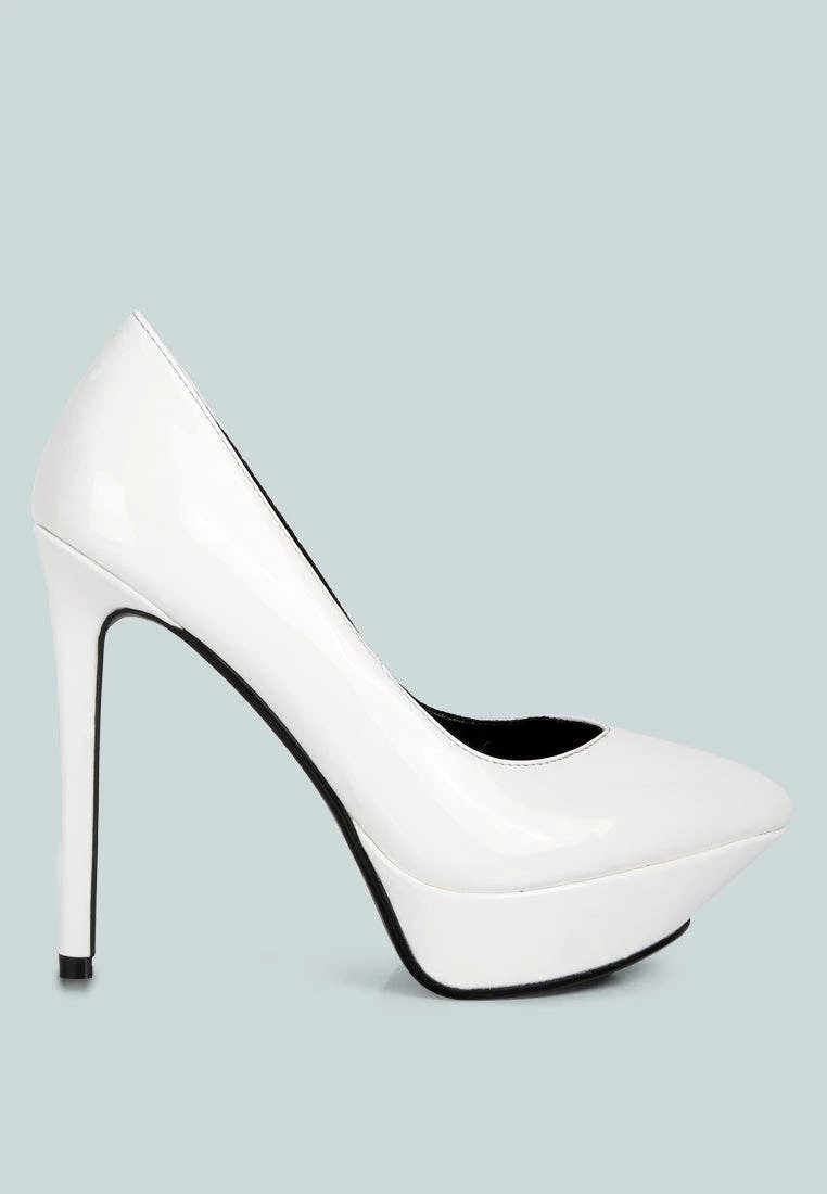 Rag & Co Thko White Patent Stiletto Sandals - Image 2