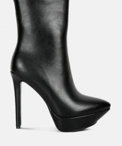 Rag & Co Magna Black High Heeled Ankle Boot