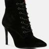 Rag & Co Sulfur Black Suede Leather Stiletto Ankle Boot