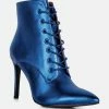 Rag & Co Piet Blue Metallic Stiletto Ankle Boot