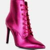 Rag & Co Piet Fuchsia Metallic Stiletto Ankle Boot