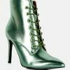 Rag & Co Piet Green Metallic Stiletto Ankle Boot