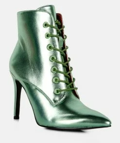 Rag & Co Piet Green Metallic Stiletto Ankle Boot