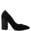 Rag & Co Yber-Girl Black Rhinestone Block Heeled Pumps
