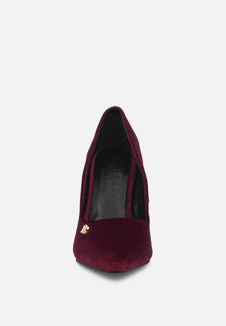 Rag & Co Yber-Girl Burgundy Rhinestone Block Heeled Pumps - Image 3