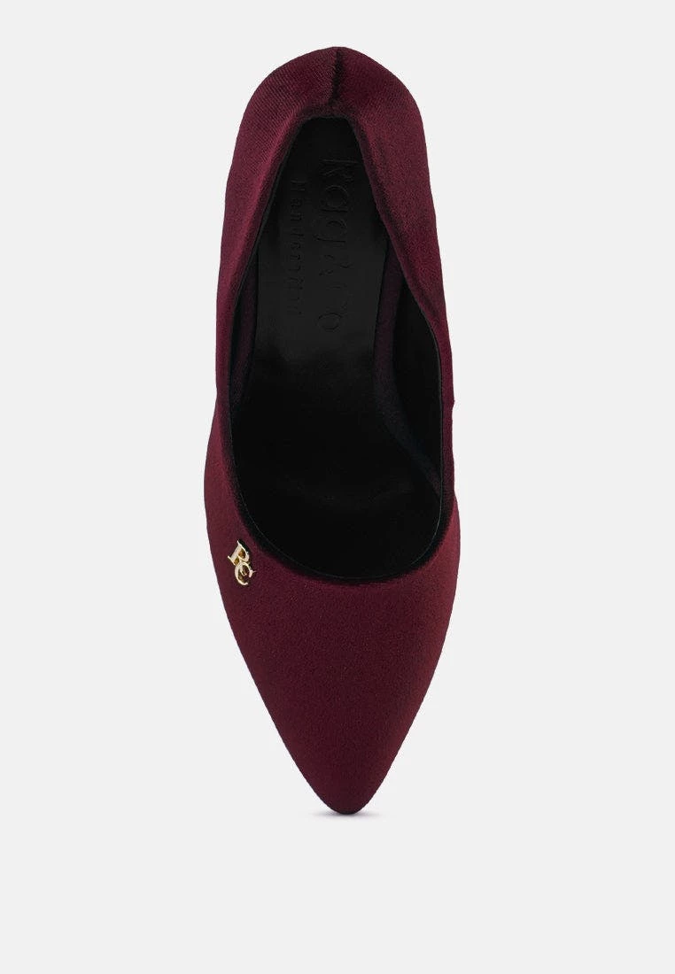 Rag & Co Yber-Girl Burgundy Rhinestone Block Heeled Pumps - Image 6