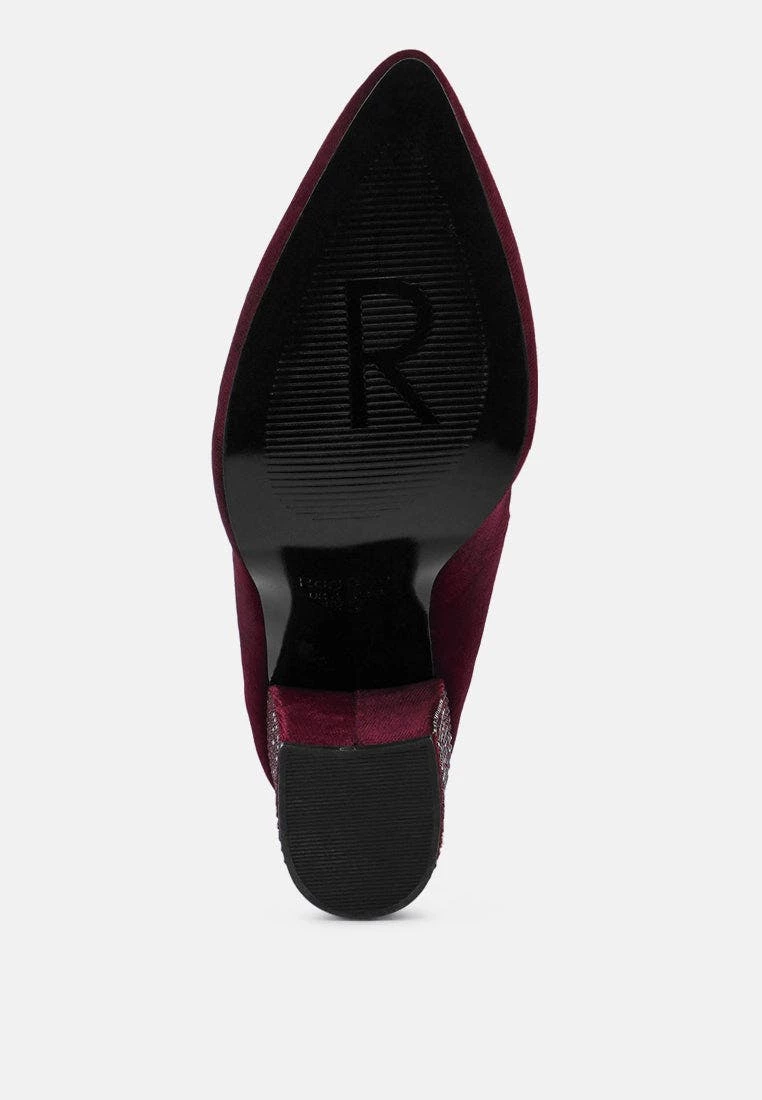 Rag & Co Yber-Girl Burgundy Rhinestone Block Heeled Pumps - Image 7