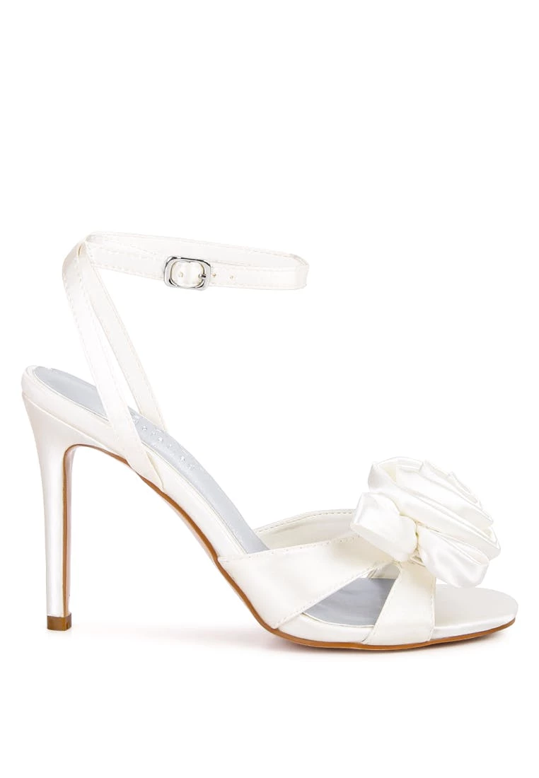 Rag & Co Haumet White Rose Bow Embellished Sandals