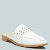 Rag & Co Yashta White Patent Studded Flat Mules