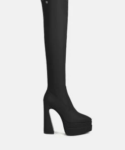 Rag & Co Yber Punk High Platform Long Boots In Black