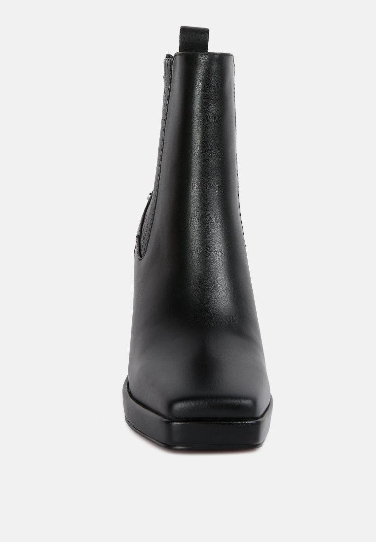 Rag & Co Grape Vine High Heeled Leather Boot In Black - Image 3