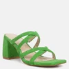 Rag & Co Valentina Strappy Casual Block Heel Sandals In Green