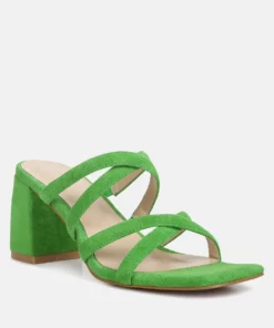 Rag & Co Valentina Strappy Casual Block Heel Sandals In Green