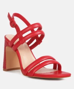 Rag & Co Avianna Red Slim Block Heel Sandal