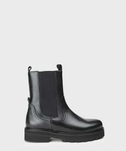 Anaki Paris Jonna Grained Leather Boots Black
