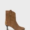 Anaki Paris Cigar Velvet Calfskin Iruya Ankle Boots