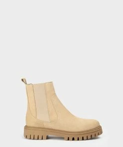 Anaki Paris Cruz Suede Calfskin Boots Cream