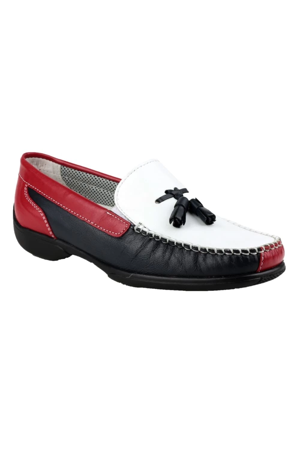 Cotswold Biddlestone Ladies Moccasin/Womens Shoes - White/Navy/Red - Image 2