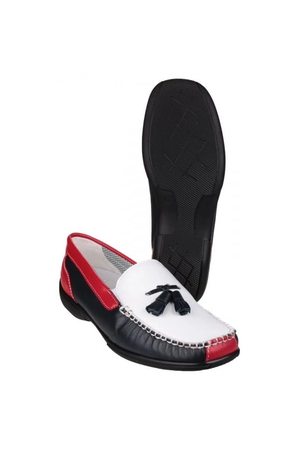 Cotswold Biddlestone Ladies Moccasin/Womens Shoes - White/Navy/Red