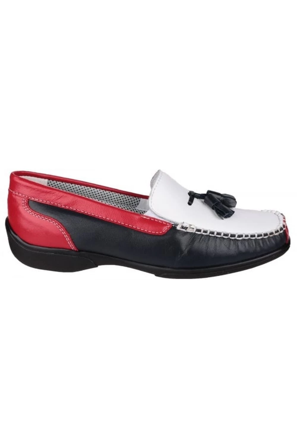 Cotswold Biddlestone Ladies Moccasin/Womens Shoes - White/Navy/Red - Image 3