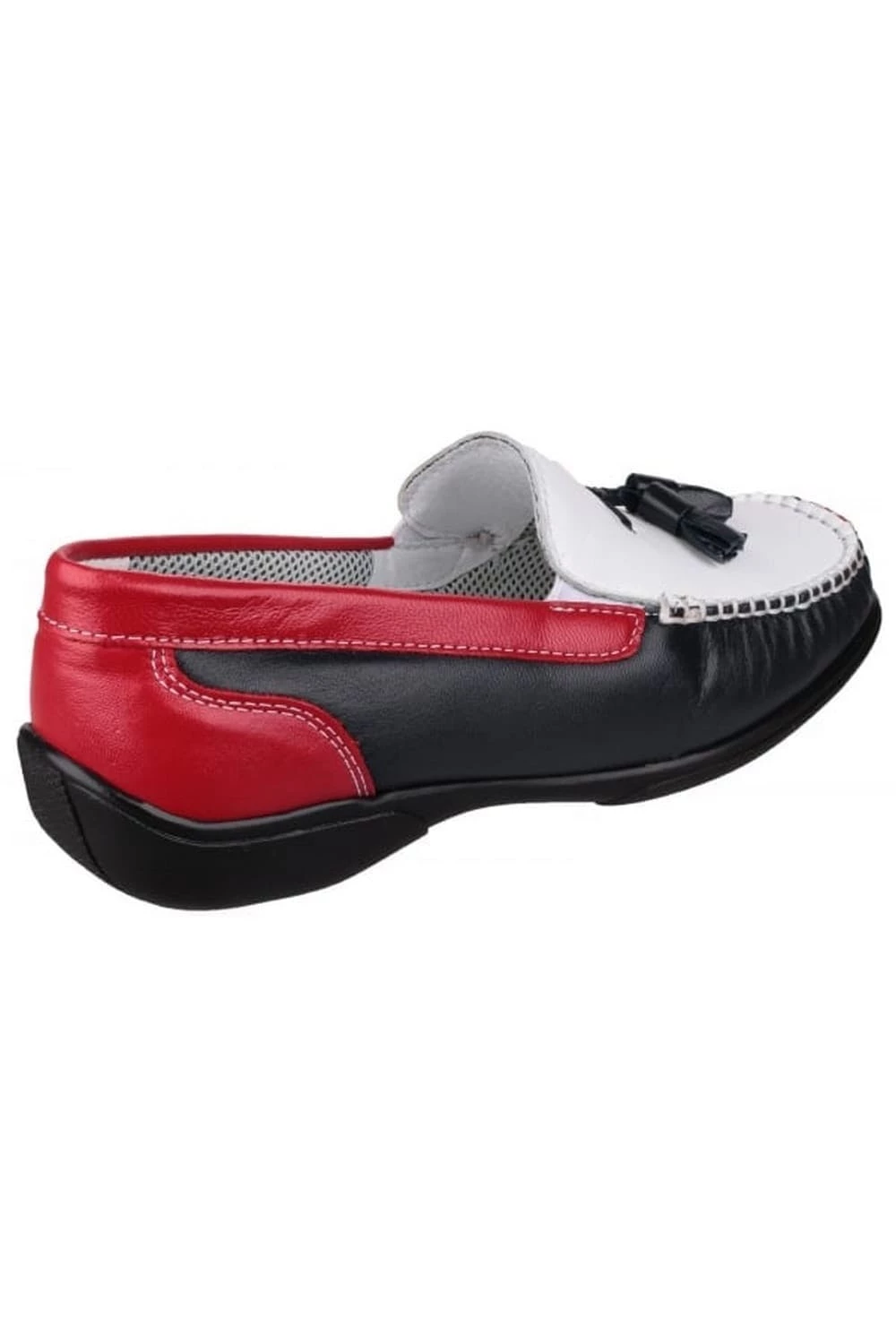 Cotswold Biddlestone Ladies Moccasin/Womens Shoes - White/Navy/Red - Image 4