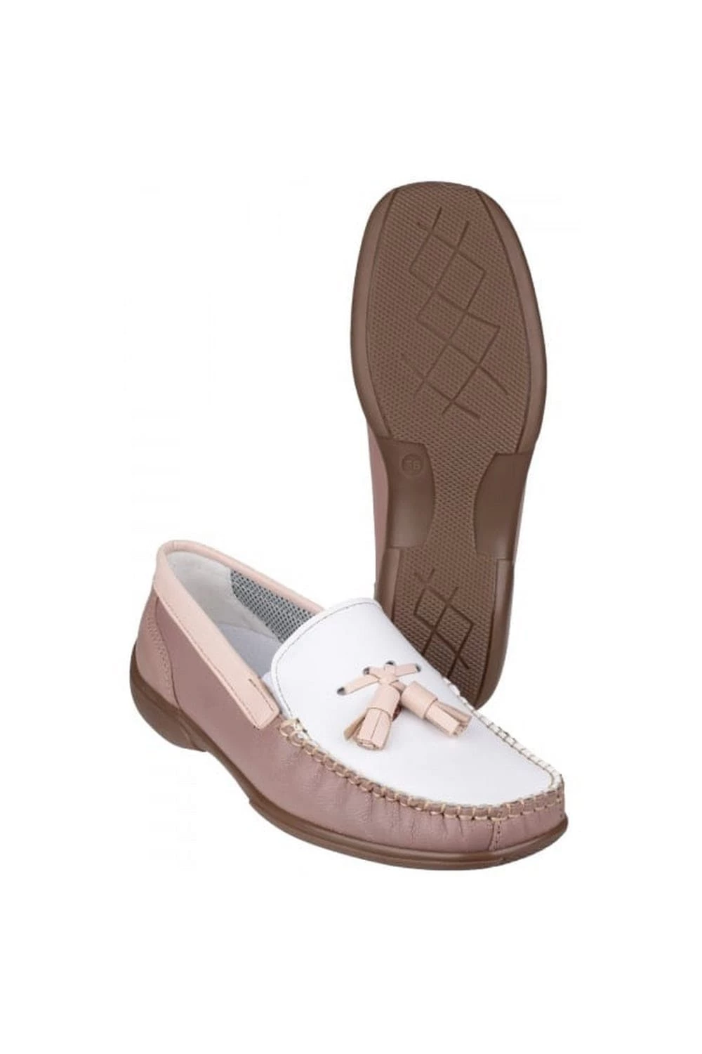 Cotswold Biddlestone Ladies Moccasin / Womens Shoes - White/Beige/Tan - Image 3