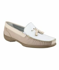 Cotswold Biddlestone Ladies Moccasin / Womens Shoes - White/Beige/Tan