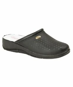 Dek San Malo Womens/Ladies Coated Leather Clogs - Black