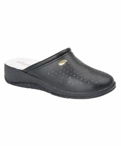 Dek San Malo Womens/Ladies Coated Leather Clogs - Navy Blue