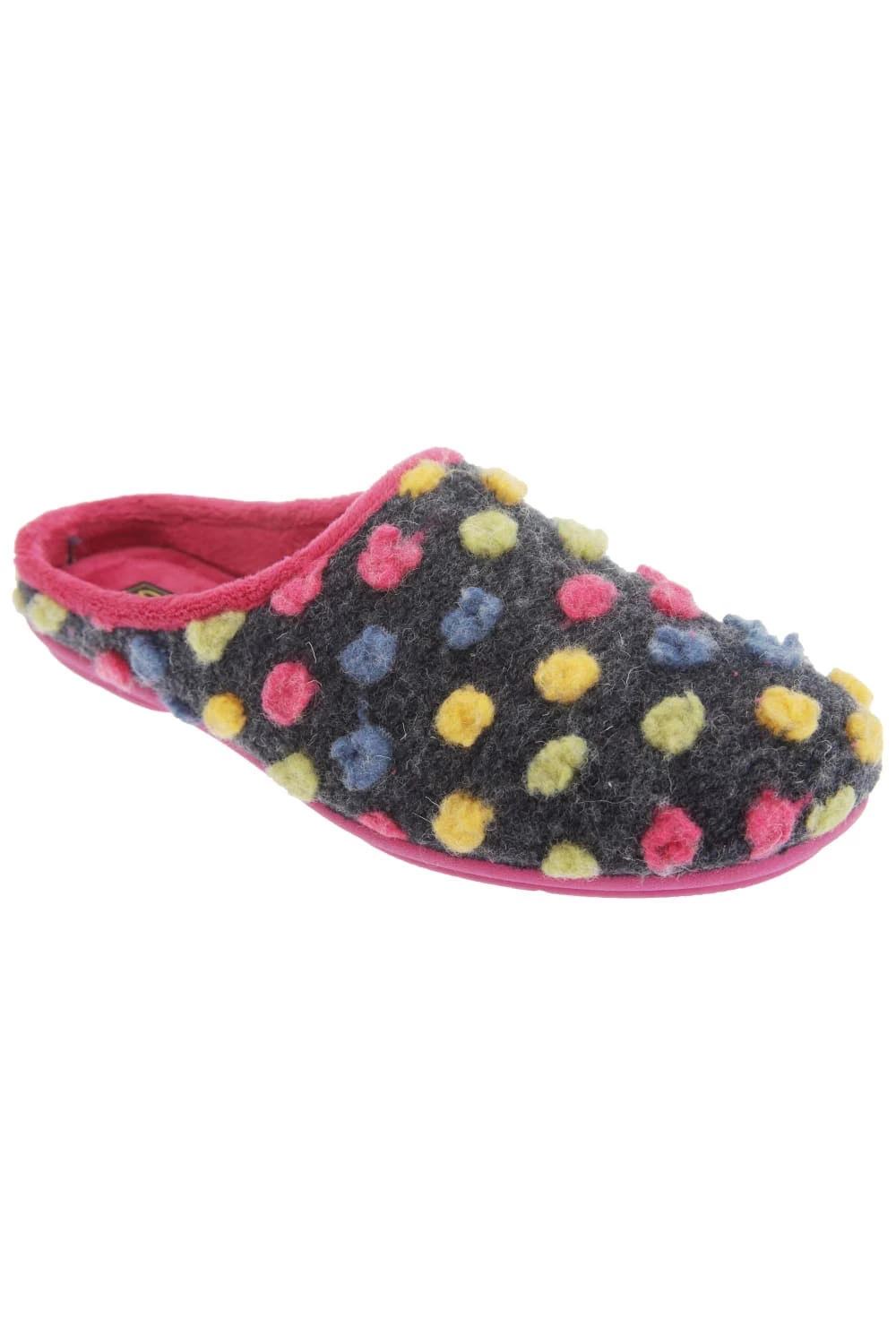 Sleepers Womens/Ladies Amy Spotted Knit Mule Slippers (Fuchsia/Multi)