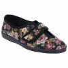 Sleepers Womens/Ladies Wilma Touch Fastening V Opening Floral Casual Cotton Slip - Navy Blue