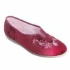 Sleepers Womens/Ladies Dolley V Throat Embroidered Slippers - Wine