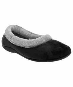 Sleepers Womens/Ladies Julia Memory Foam Collar Slippers - Black