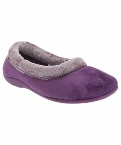 Sleepers Womens/Ladies Julia Memory Foam Collar Slippers (Purple)