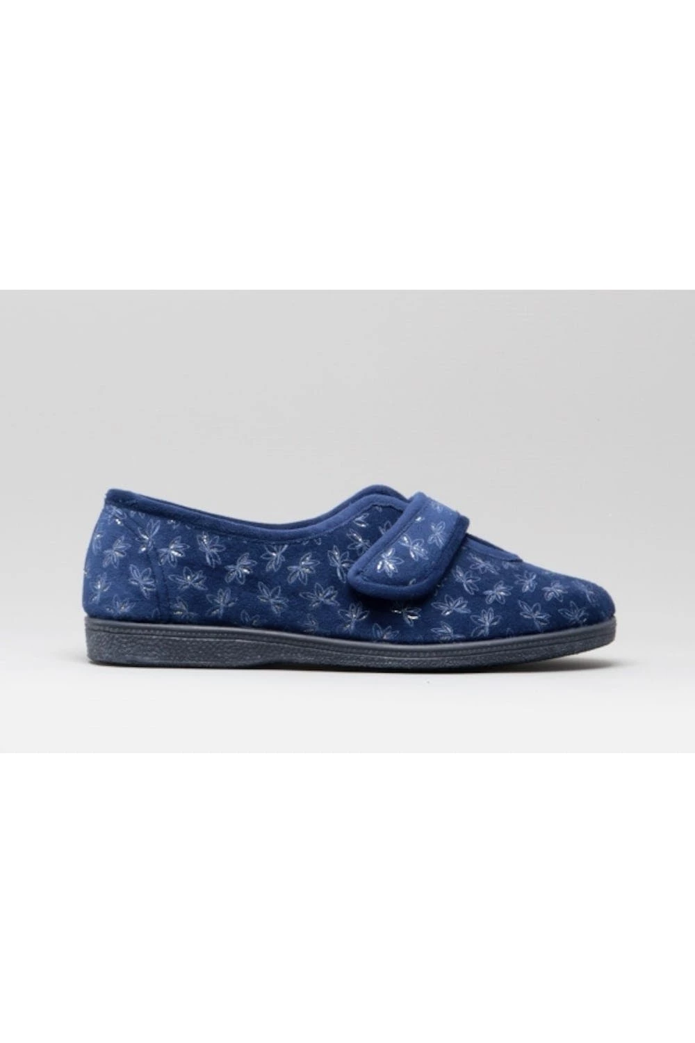 Sleepers Womens/Ladies Ivy Floral V Throat Touch Fastening Slippers - Navy Blue - Image 2