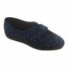 Sleepers Womens/Ladies Ivy Floral V Throat Touch Fastening Slippers - Navy Blue